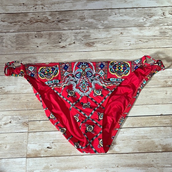 NWT Nanette Lepore Red Patterned Bikini Bottom Size Large Red - Picture 3 of 7